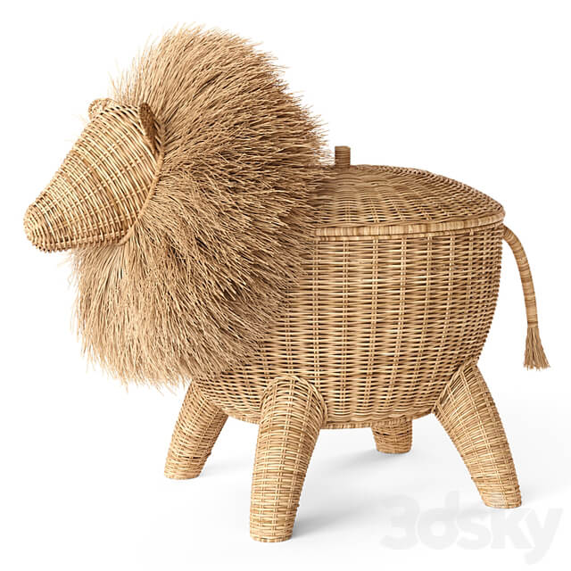 RATTAN ANIMAL BASKET LION Restoration Hardware
