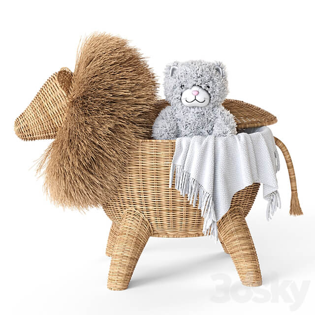 RATTAN ANIMAL BASKET LION Restoration Hardware