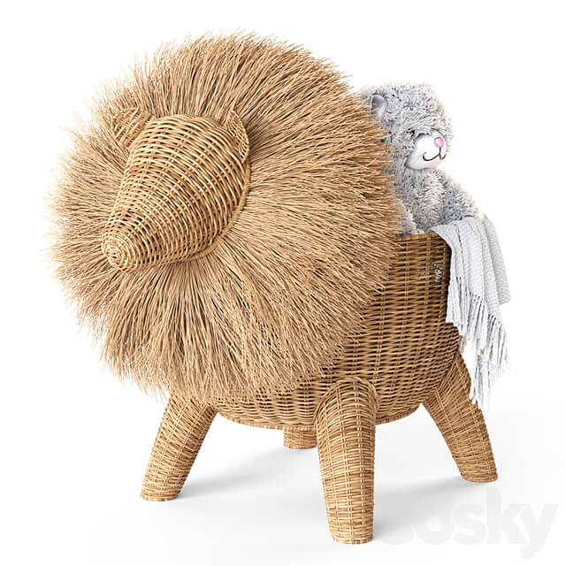 RATTAN ANIMAL BASKET LION Restoration Hardware