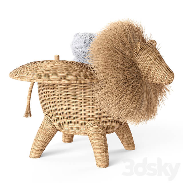 RATTAN ANIMAL BASKET LION Restoration Hardware
