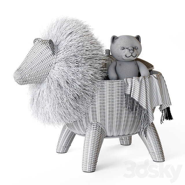 RATTAN ANIMAL BASKET LION Restoration Hardware