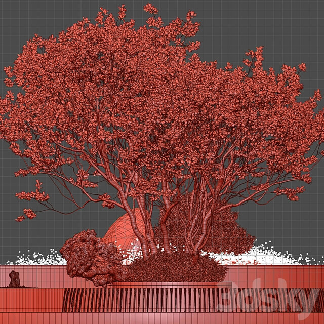 Landscaping Figure with Plants Waterfalls and Fish