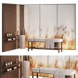 Modern minimalistic spa with wheat ears behind glass 