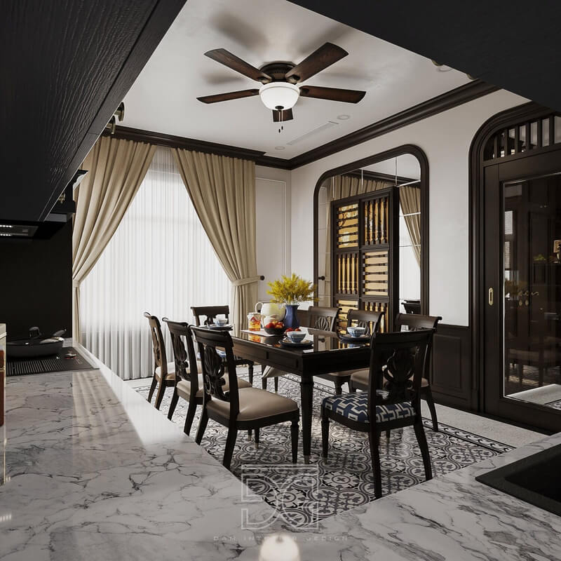  3D Indochine Kitchen - Diningroom Interior by Dam Thanh Hai