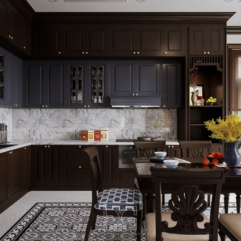  3D Indochine Kitchen - Diningroom Interior by Dam Thanh Hai