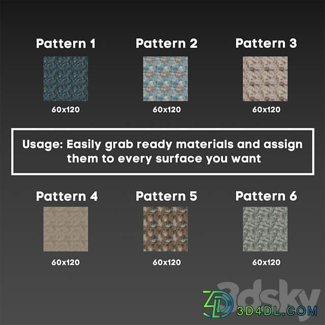 6 in 1 4K Italon Boutique Pack Textures & Materials Seamless Vol 1