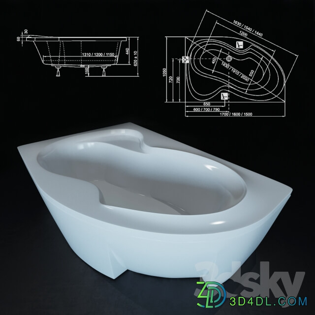 Bathtub Ravak Rosa II 170x105 L R