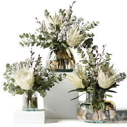 Bouquet with proteas and eucalyptus 