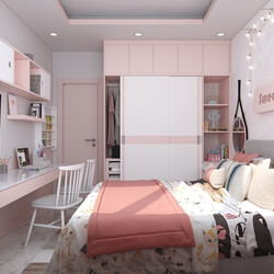 3D Interior Scenes File 3dsmax Model Bedroom Girl 134 By DungLuc 