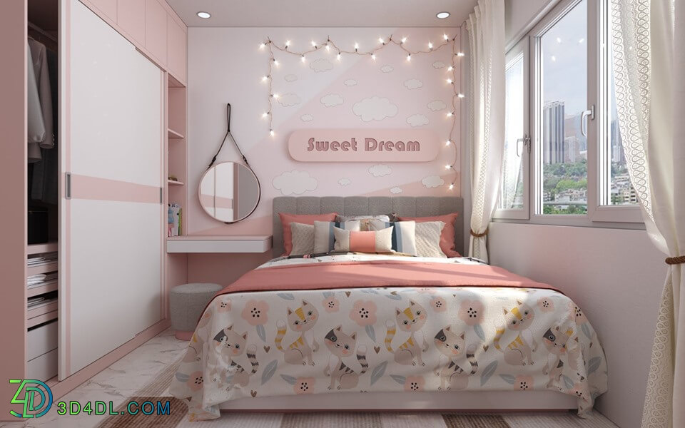 3D Interior Scenes File 3dsmax Model Bedroom Girl 134 By DungLuc