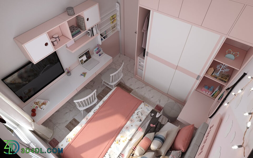 3D Interior Scenes File 3dsmax Model Bedroom Girl 134 By DungLuc