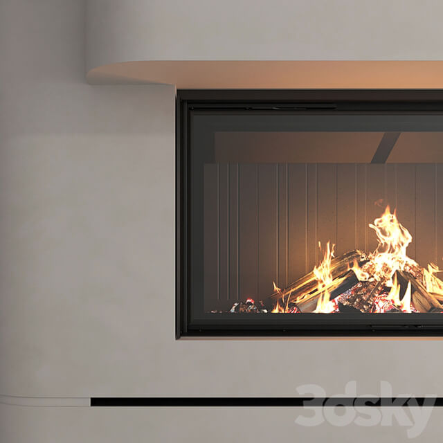 Decorative wall with fireplace set 56
