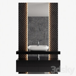 Bathroom Furniture 04 Black Tiled Sets 
