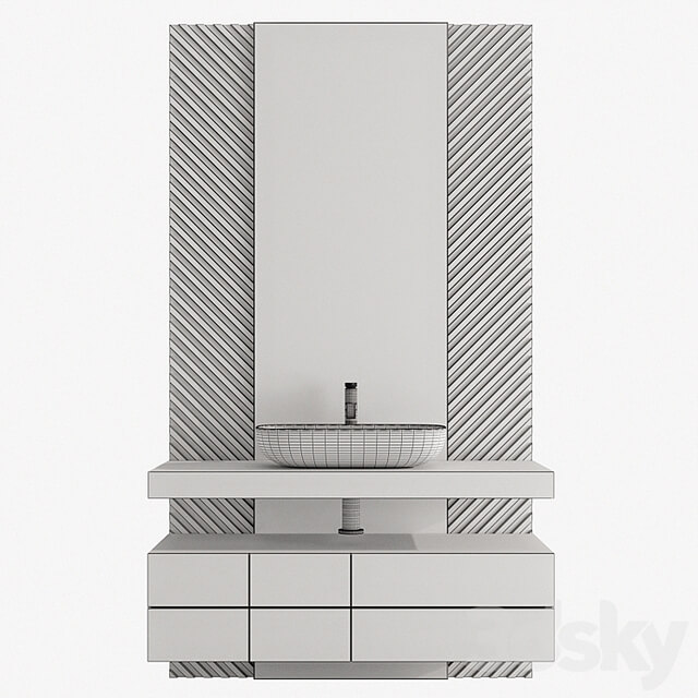 Bathroom Furniture 04 Black Tiled Sets