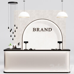 Reception, clothing store cash desk, service counter 