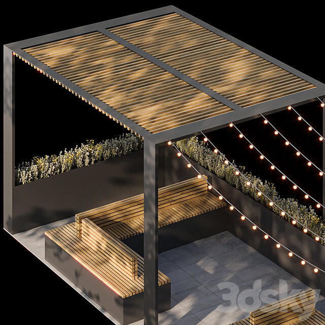 City parklet with garland