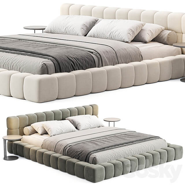 Aurora Technical Fabric Contemporary Bed Frame Queen Size