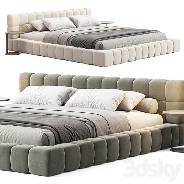 Aurora Technical Fabric Contemporary Bed Frame Queen Size