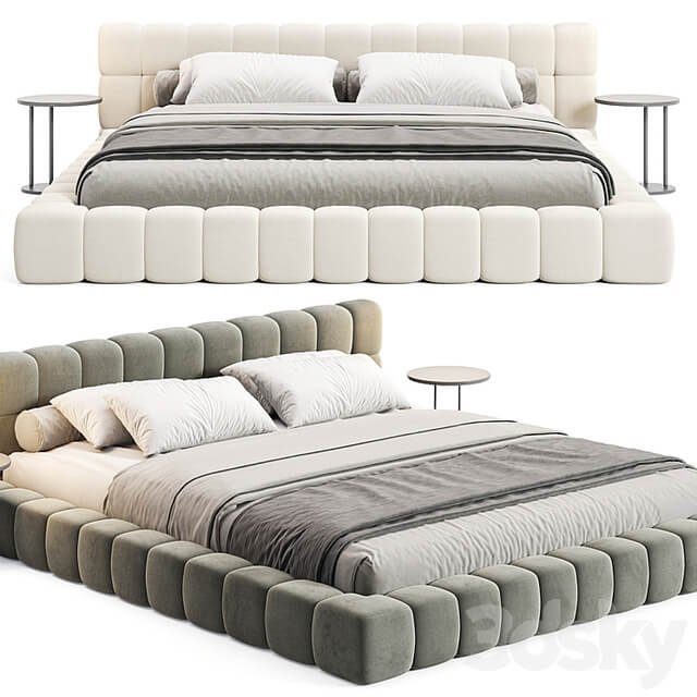 Aurora Technical Fabric Contemporary Bed Frame Queen Size