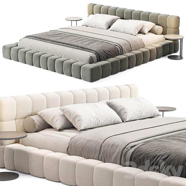 Aurora Technical Fabric Contemporary Bed Frame Queen Size