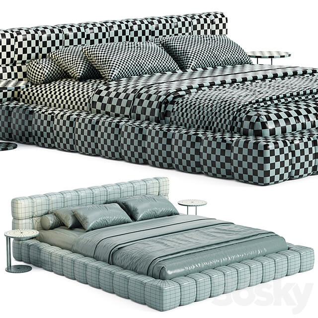 Aurora Technical Fabric Contemporary Bed Frame Queen Size