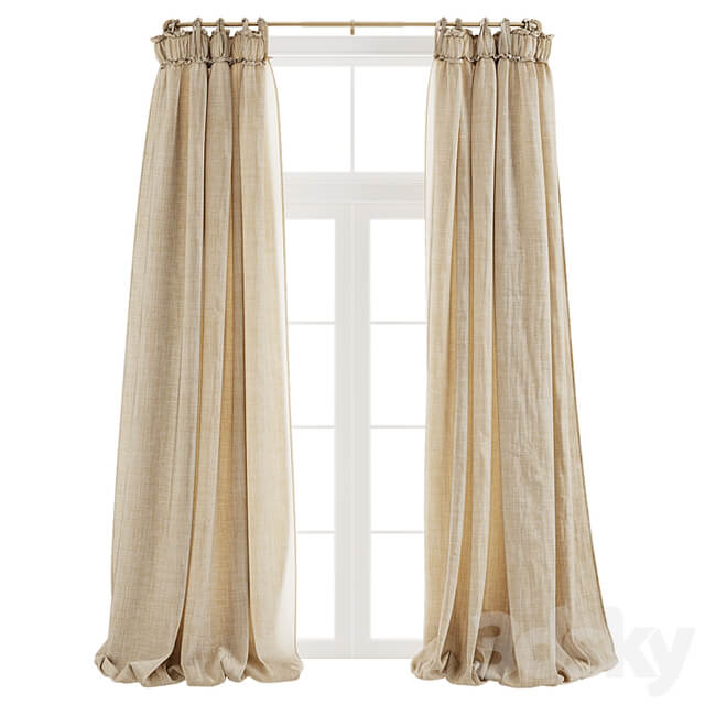 Balloon Drapery Linen Light Natural Curtains
