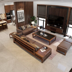  Living Room- Kitchen Interior Model By Pham Xuan Thuy 