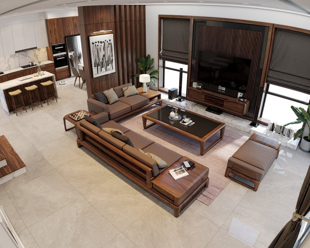 Living Room- Kitchen Interior Model By Pham Xuan Thuy