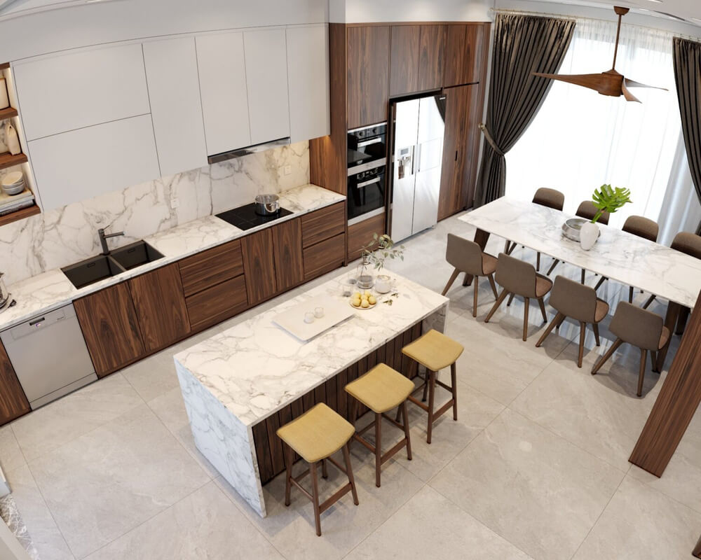  Living Room- Kitchen Interior Model By Pham Xuan Thuy