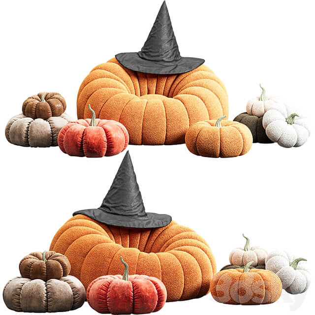Pumpkin chair and decorative pillows