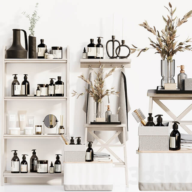 Bathroom accessories 3 bathroom decors, decorative set beige gray