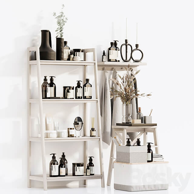 Bathroom accessories 3 bathroom decors, decorative set beige gray