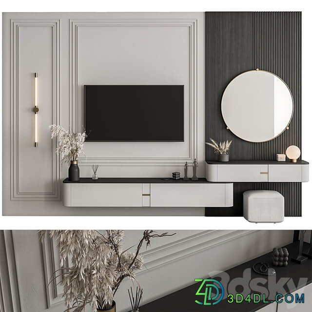 TV Wall Black and White Set 124