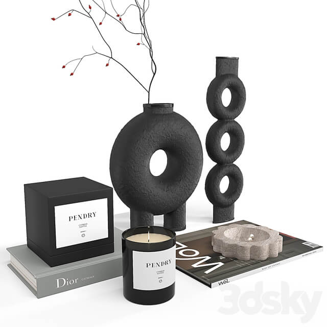 452 Decor Set Corner Design 086 Minimalistic Accessories Trays Vases