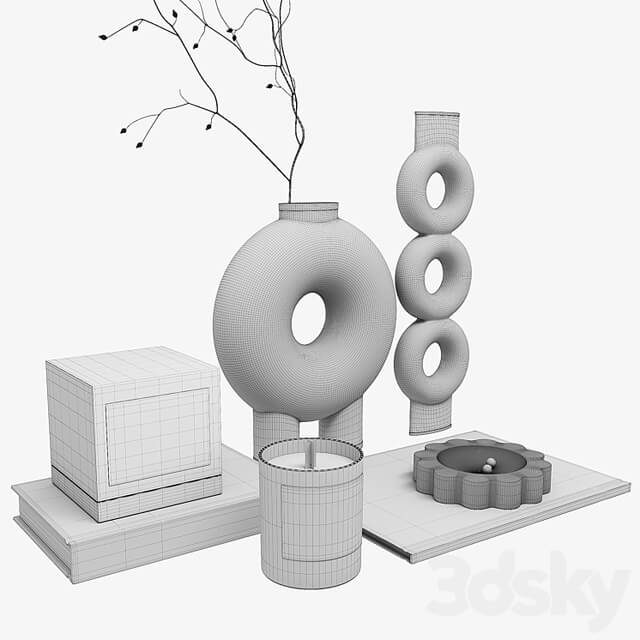 452 Decor Set Corner Design 086 Minimalistic Accessories Trays Vases