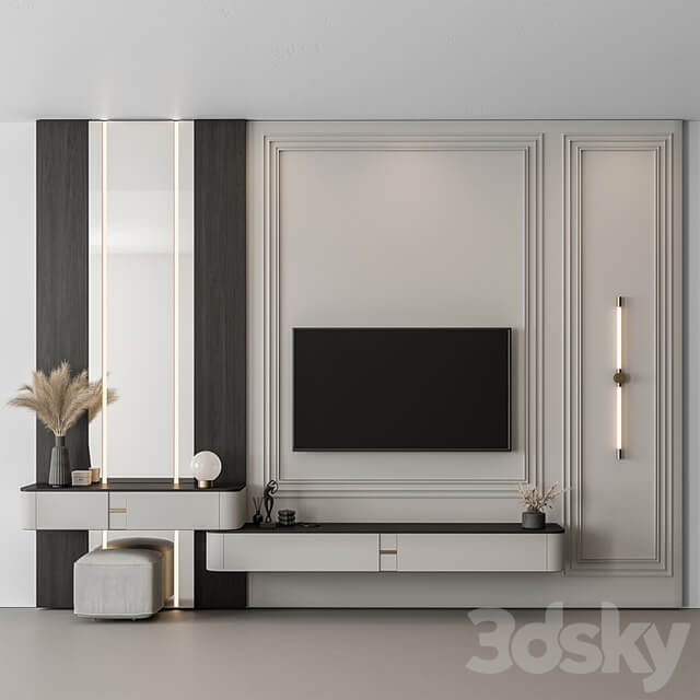TV Wall Black and White Set 125