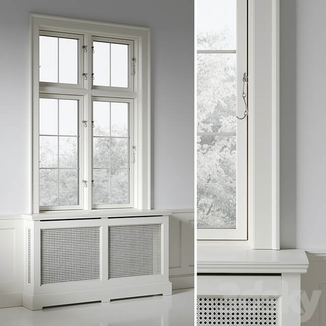 Classic window with radiator screen 005