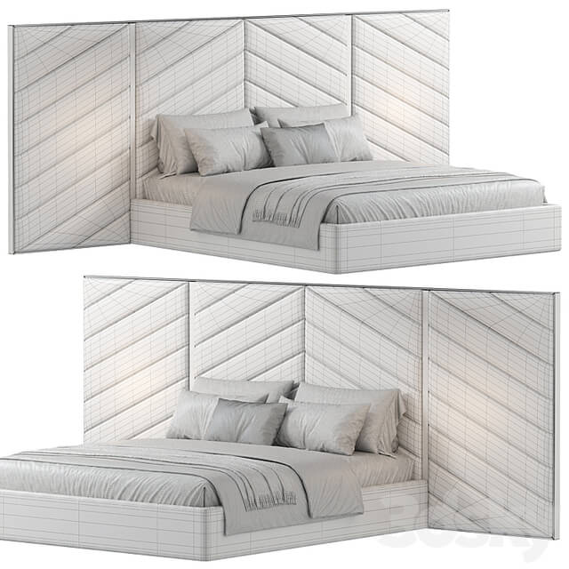 Albero bed with wide headboard