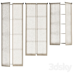 Linen curtains on cornice with swing arm 