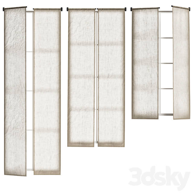 Linen curtains on cornice with swing arm