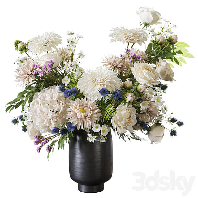 Flower Set 068 dahlia rose chrysanthemum hydrangea