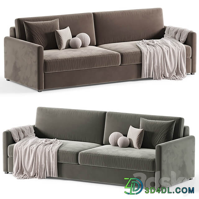 MALEA COGNAC BROWN VELVET SOFA By CB2