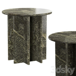 PASAR ROUND GREEN MARBLE SIDE TABLE 