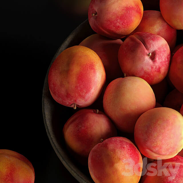 Peaches in a Ceramic Bowl