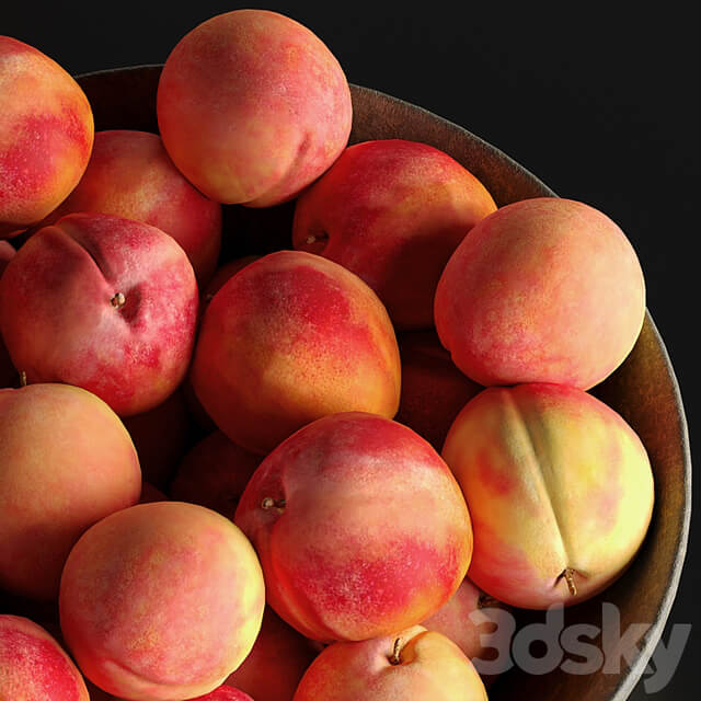 Peaches in a Ceramic Bowl