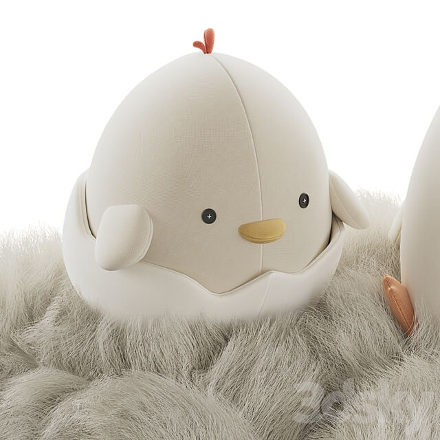Cute plush chickens in a nest