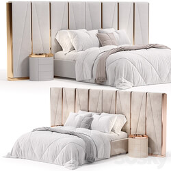 Modrest Nixa Modern White Bonded Leather & Gold Bed 