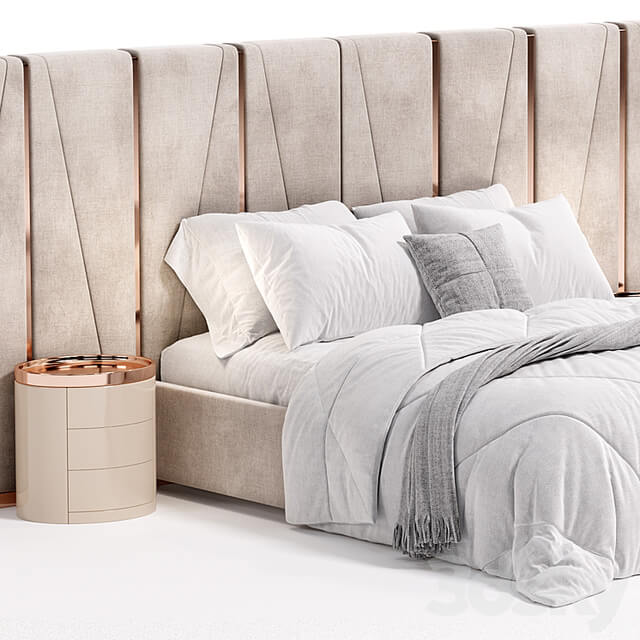 Modrest Nixa Modern White Bonded Leather & Gold Bed