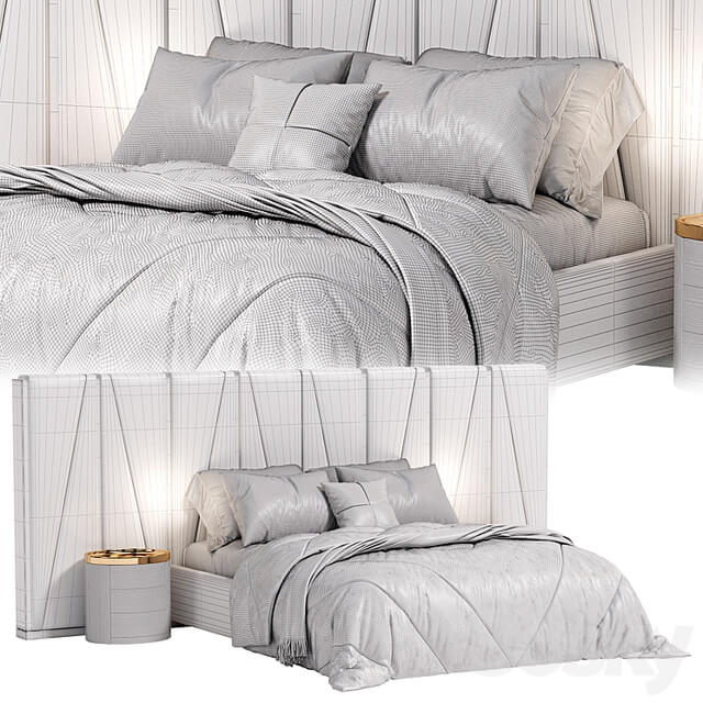 Modrest Nixa Modern White Bonded Leather & Gold Bed