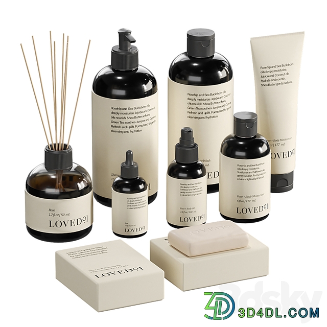 Decorative set with towels and branch 002